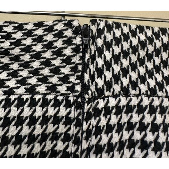 Black White Houndstooth Pocket Front Pencil Mini Skirt Size Large Clueless - Picture 5 of 10